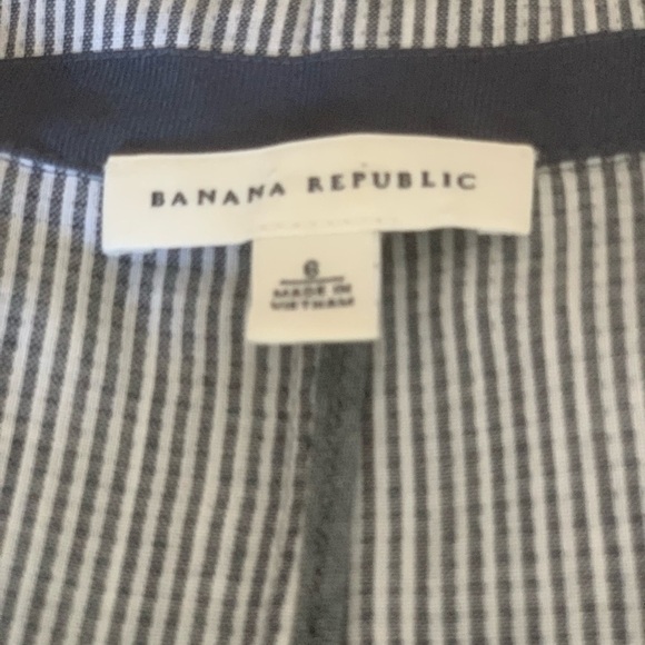 Banana Republic Linen Blend Blazer gray striped Size 6 - Picture 11 of 11